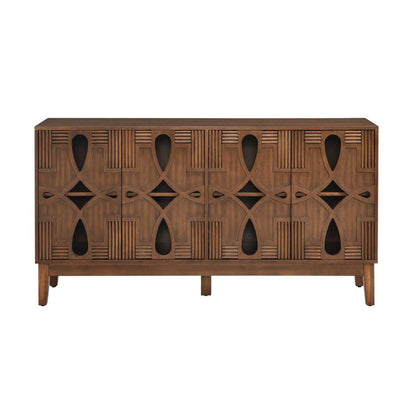 60.5" Mid Century Modern Sideboard Buffet Cabinet with Storage, TV Media Console Table, Storage Cabinet with 4 Doors & Adjustable Shelves for Kitchen Dining Living Room Entryway, Walnut - luxuryhomedecoridea.com