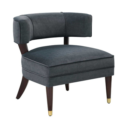 Elegant Style Accent Chair Dark Gray Velvet Upholstery Barrel-Back Solid Wood Luxury Living Room Furniture 1pc - luxuryhomedecoridea.com