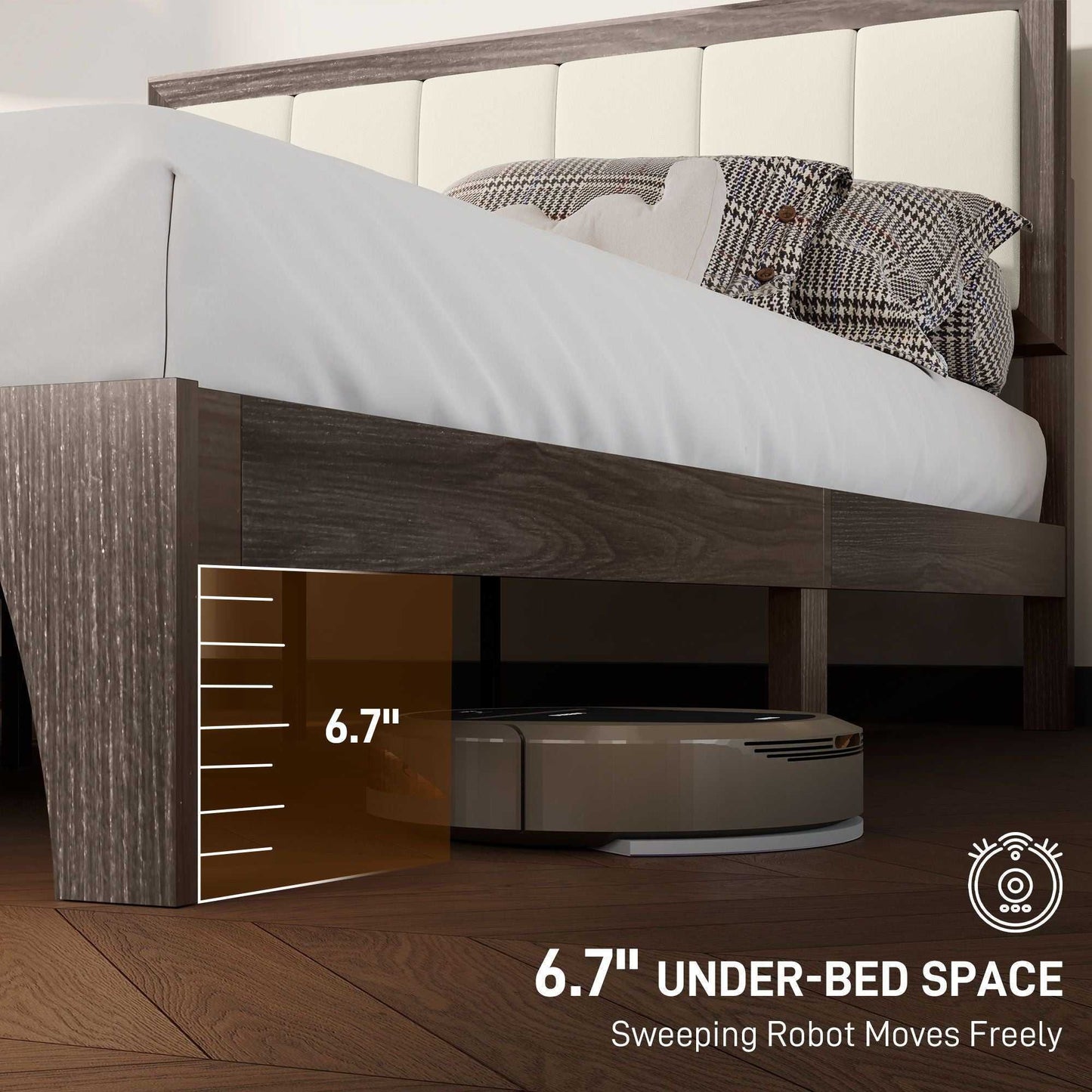 Full Bed Frame with Headboard Full Size Platform Bed Frame with Wooden Slats No Box Spring Needed Easy Assembly Walnut - luxuryhomedecoridea.com