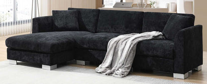 [VIDEO provided][New] 96*56" Modern Cloud Sectional Sofa,L-shaped Luxury Couch Set with 2 Free pillows,4-seat Chenille Indoor Furniture with Oversized Chaise for Living Room,Apartment,Office,3 Colors - luxuryhomedecoridea.com