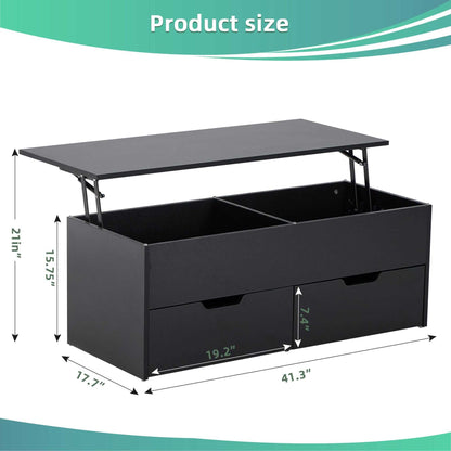 Lift-Top Coffee Table with Storage Center Tables Hidden Compartment & 2 Drawers, Sofa Table For Living Room - luxuryhomedecoridea.com