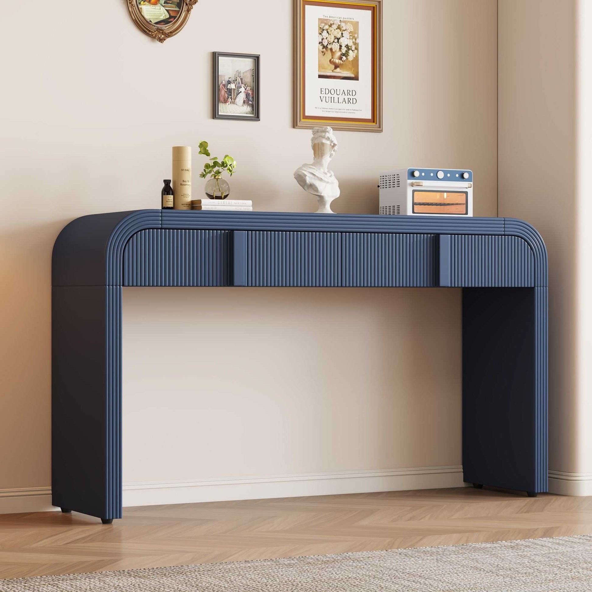 Unique Modern Rounded Silhouette and Smooth Surface Console Table with 2 Drawers for Living Room and Entryway - luxuryhomedecoridea.com
