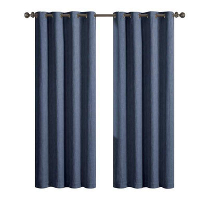Woven Textured Grommet Blackout Curtain Panel, 1-Piece, Blue, 50" W x 84" L - luxuryhomedecoridea.com