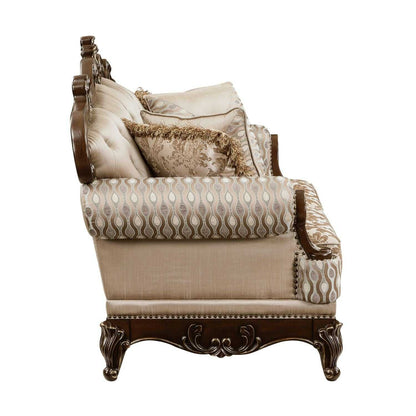 Formal Traditional Luxury Sofa Set 3pc Sofa Loveseat Chair Cherry Finish with Gold Tipping Solid Wood Living Room Furniture - luxuryhomedecoridea.com
