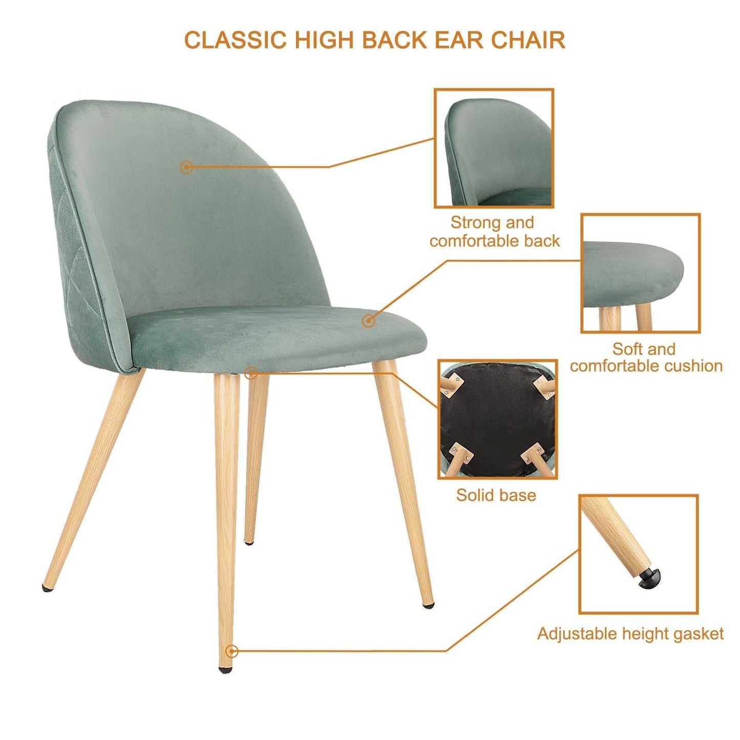 Living Room Chairs Velvet Chairs Side Chairs Modern Style Upholstered Armchairs for Leisure, Restaurant, Makeup, Set of 2 - luxuryhomedecoridea.com