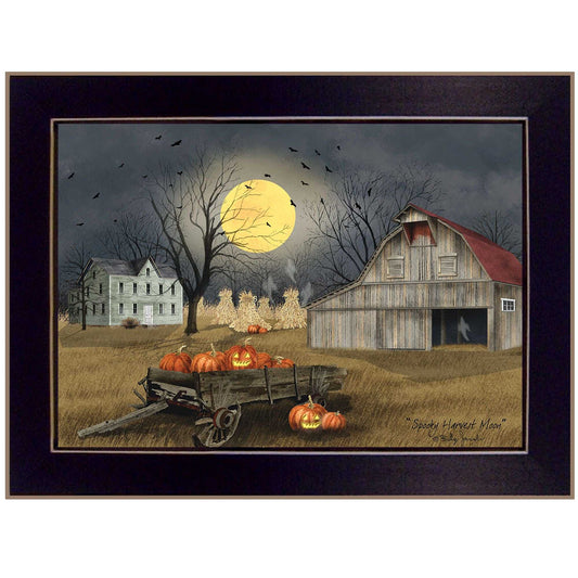 "Spooky Harvest Moon" by Billy Jacobs, Ready to Hang Framed Print, Black Frame - luxuryhomedecoridea.com