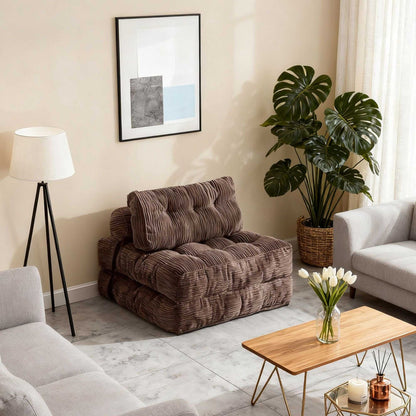 Modern Memory Foam Compressed Sofa Chair,Folding Sofa Bed, Convertible Sleeping Chair With Backrest Support And Soft Corduroy Fabric,Fold Couch Bed With Pillow For Small Spaces - luxuryhomedecoridea.com