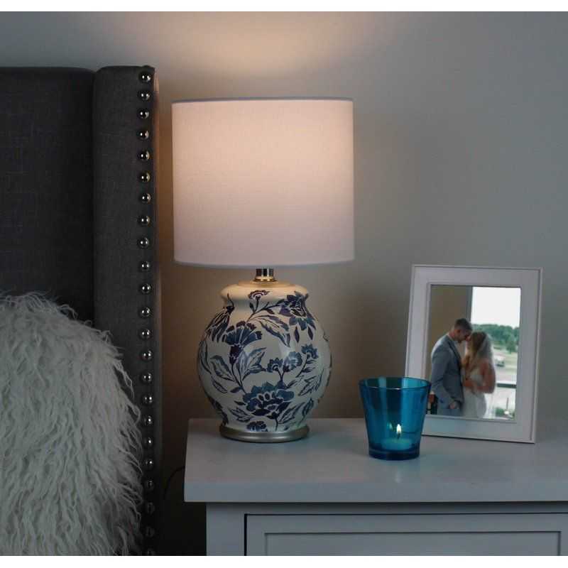 Floral Ceramic Lamp with Shade, 17" - luxuryhomedecoridea.com