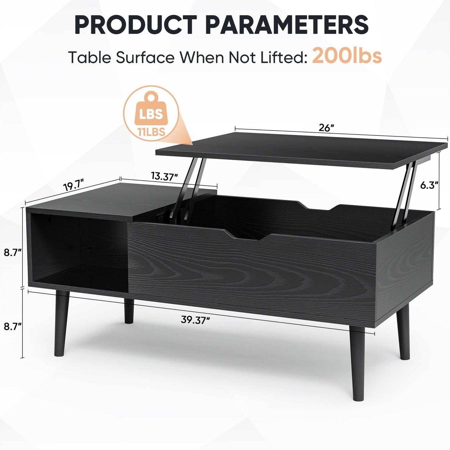 Modern Lift-Top Coffee Table with Storage and Hidden Compartment, Brown/Black - luxuryhomedecoridea.com