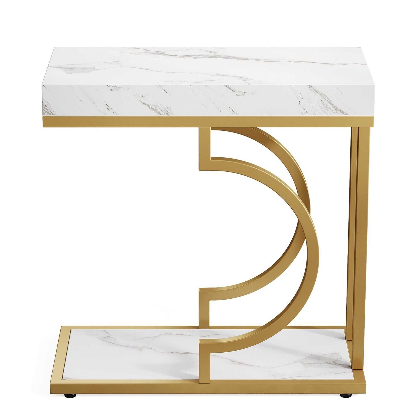 Narrow C Table, Modern End Table Bedside Table with Metal Frame - luxuryhomedecoridea.com