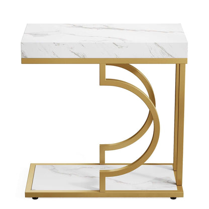 Narrow C Table, Modern End Table Bedside Table with Metal Frame - luxuryhomedecoridea.com