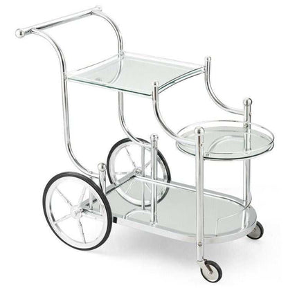 Kitchen Rolling Bar Cart with Tempered Glass Suitable for Restaurant and Hotel - luxuryhomedecoridea.com