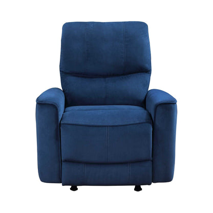 Modern Living Room 1pc Power Rocker Reclining Chair Blue Velvet Upholstery Solid Wood Frame Luxury Home Furniture - luxuryhomedecoridea.com