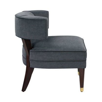 Elegant Style Accent Chair Dark Gray Velvet Upholstery Barrel-Back Solid Wood Luxury Living Room Furniture 1pc - luxuryhomedecoridea.com