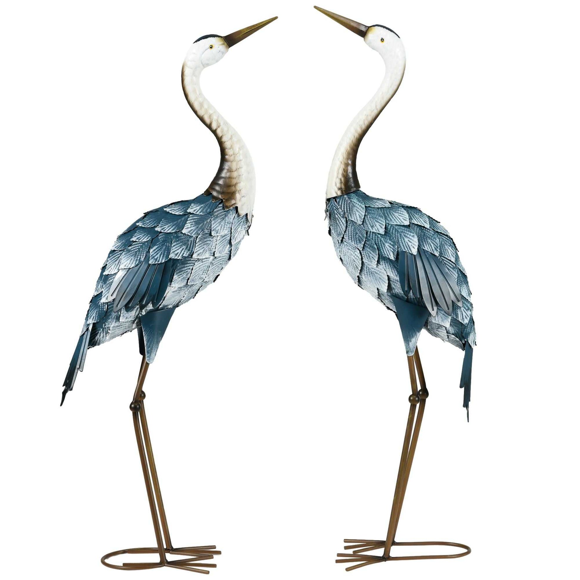 2-Piece Crane Garden Sculptures Blue for Lawn Patio Backyard Decoration 28.5"-29" - luxuryhomedecoridea.com
