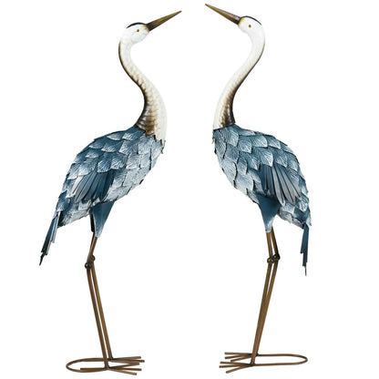 2-Piece Crane Garden Sculptures Blue for Lawn Patio Backyard Decoration 28.5"-29" - luxuryhomedecoridea.com