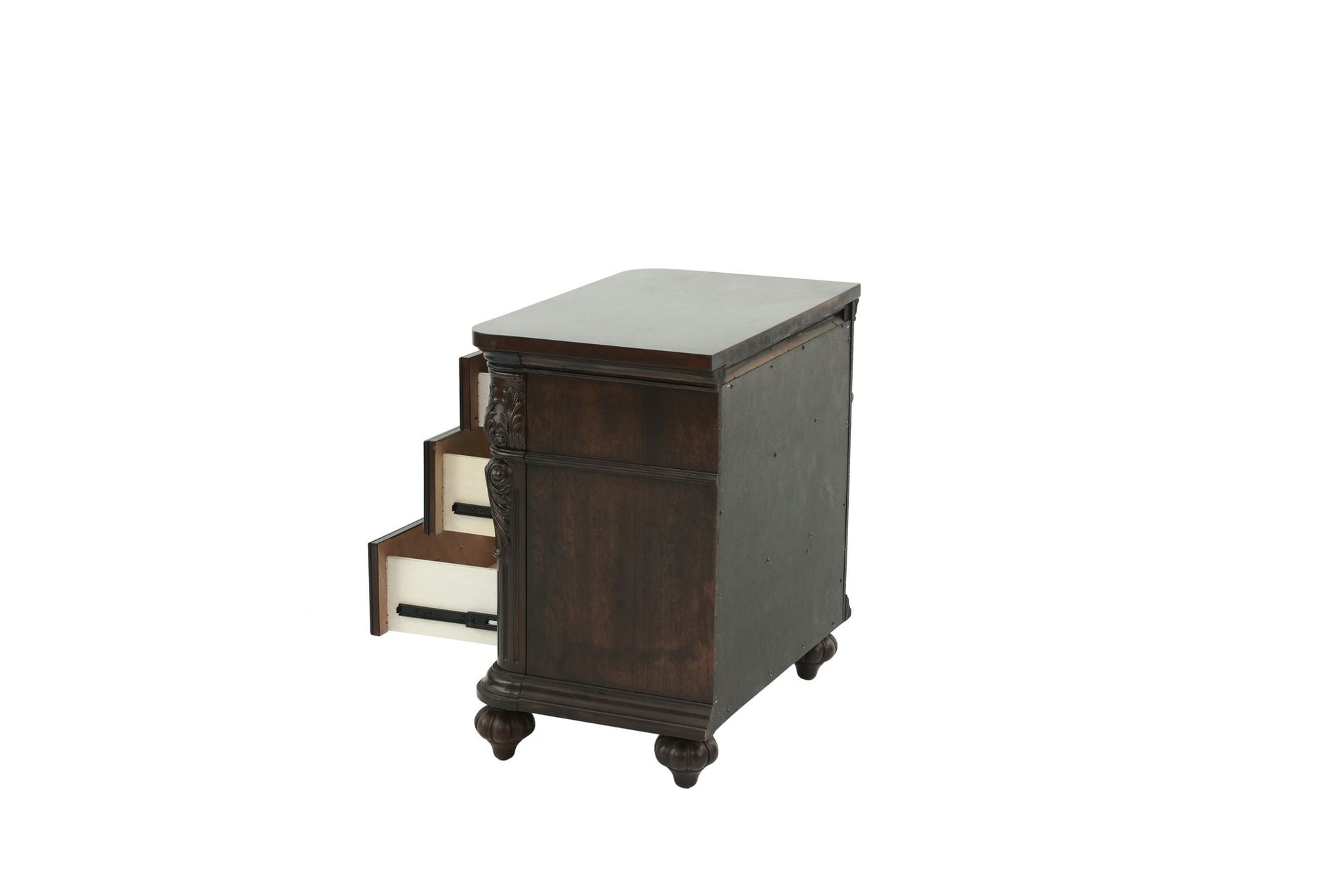 Traditional Antique Walnut 1pc Nightstand Bedroom Furniture Cherry Veneer 2-Drawers Hanging Pull Bedside Table - luxuryhomedecoridea.com
