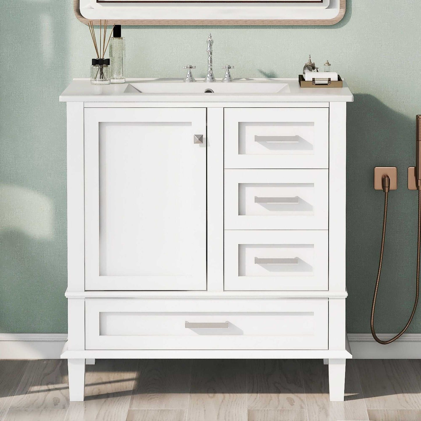30" Bathroom Vanity , Modern Bathroom Cabinet with Sink Combo Set, Bathroom Storage Cabinet with a Soft Closing Door and 3 Drawers, Solid Wood Frame - luxuryhomedecoridea.com
