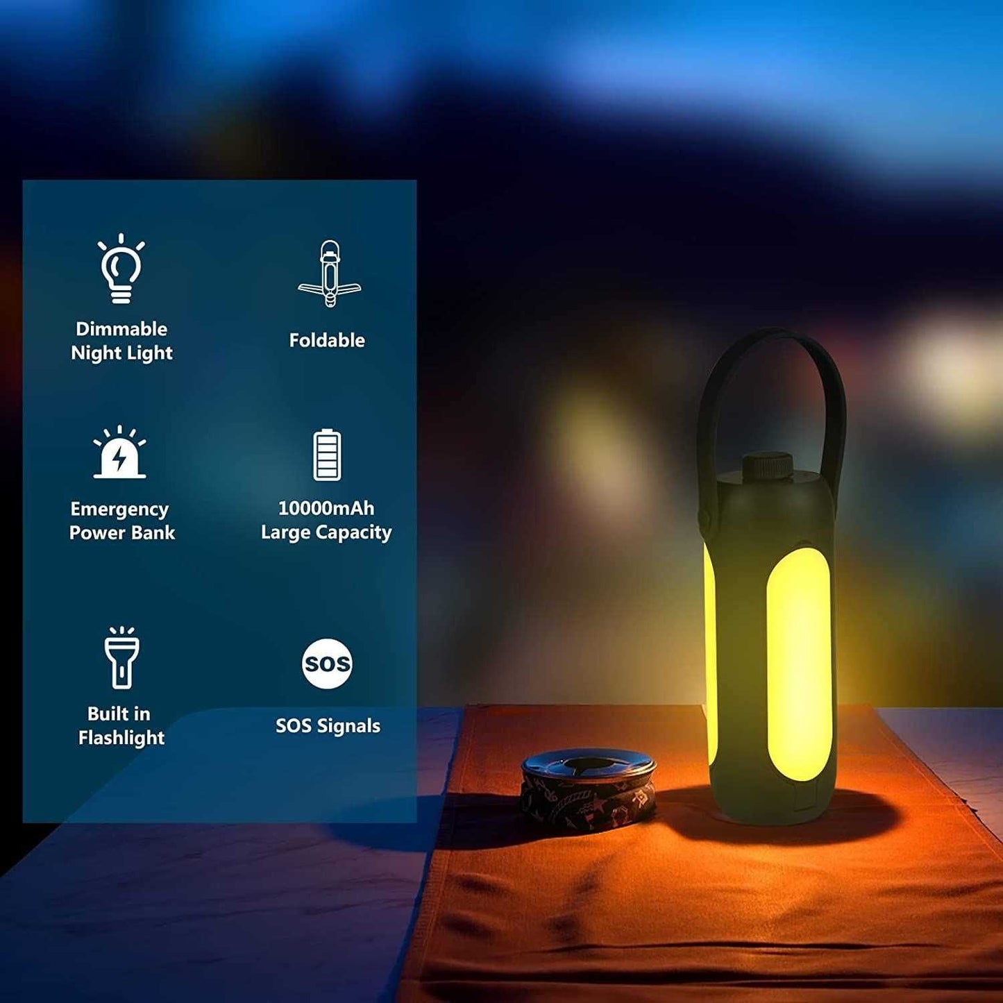 Camping Lights; Freefolding Rechargeable LED Camping Lantern; 10000mAh Super Large; 3 Light Modes & SOS Signal Great for Camping; Hurricane Emergency Kits and Travel - luxuryhomedecoridea.com