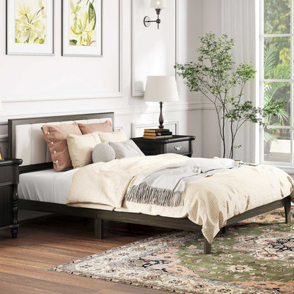Queen Size Bed Frame with Headboard Queen Platform Bed Frame with Wooden Slats No Box Spring Needed Easy Assembly Walnut - luxuryhomedecoridea.com