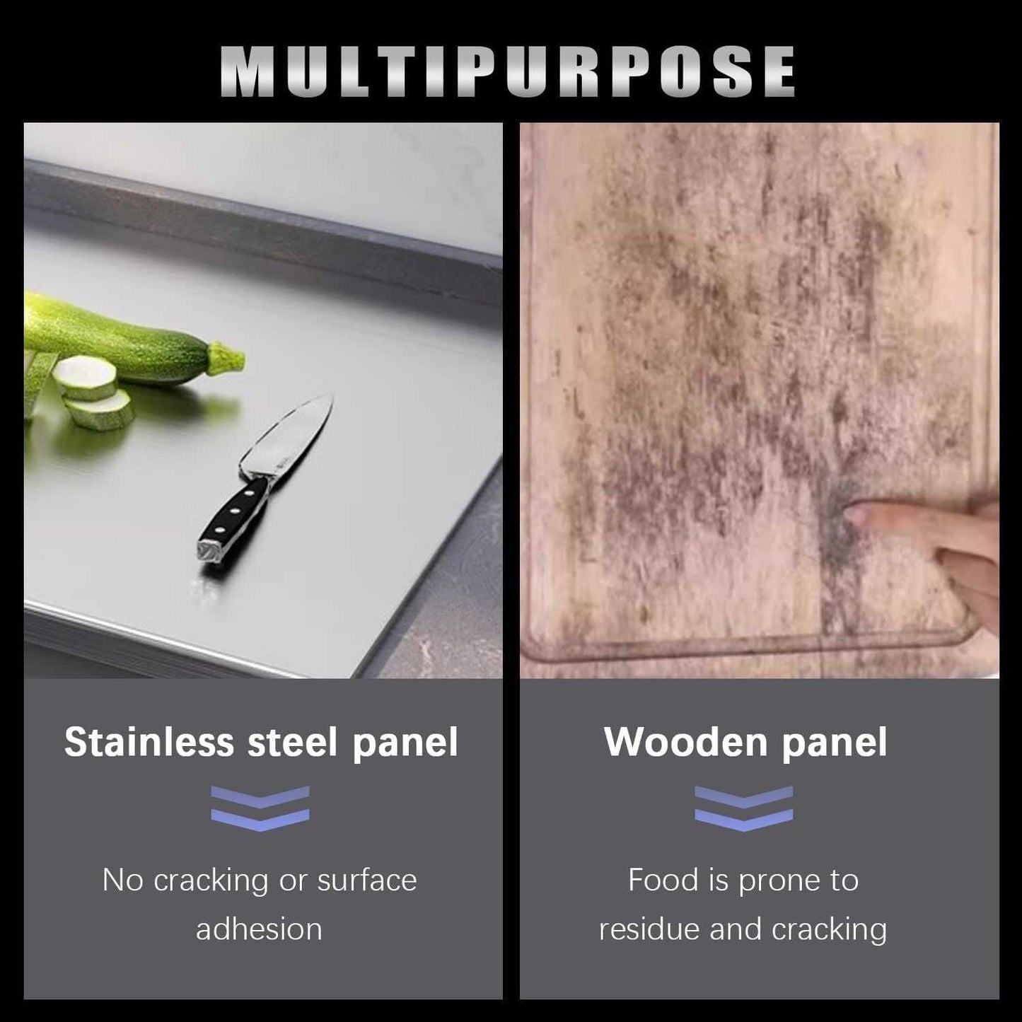 Stainless Steel Cutting Board for Kitchen - Large 304 Chopping Boards with Lid and Non-Slip Pad for Countertop, Suitable for Meat Vegetables Bread and Baking,Kitchen Accessories, - luxuryhomedecoridea.com