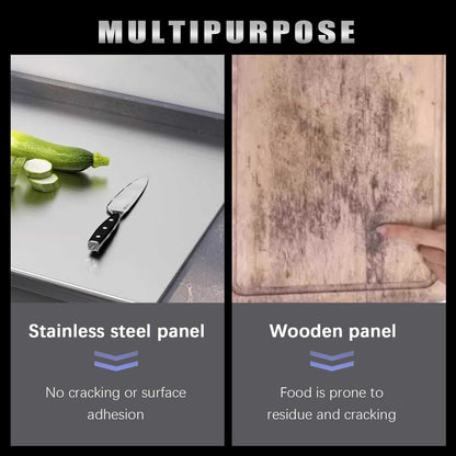Stainless Steel Cutting Board for Kitchen - Large 304 Chopping Boards with Lid and Non-Slip Pad for Countertop, Suitable for Meat Vegetables Bread and Baking,Kitchen Accessories, - luxuryhomedecoridea.com