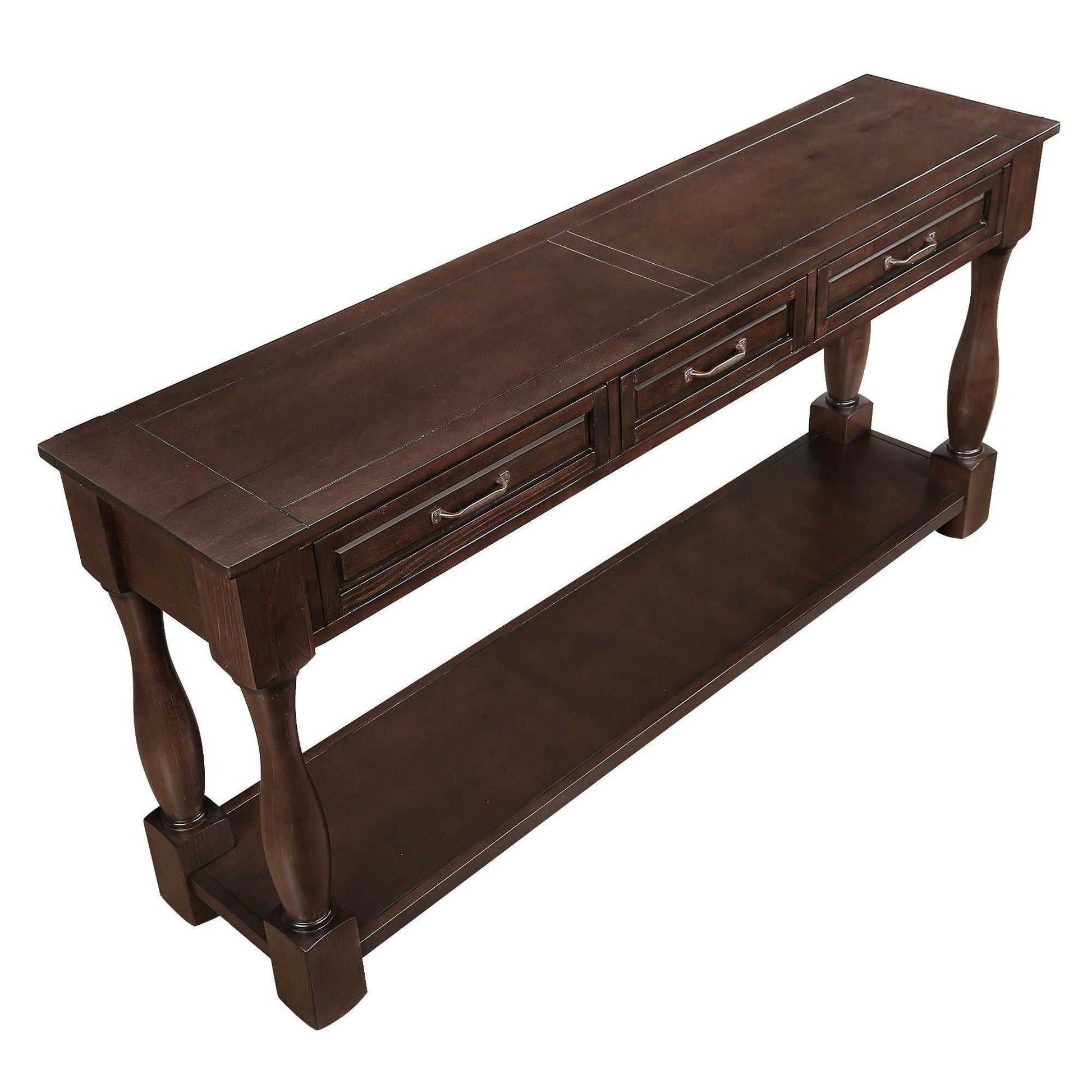 63inch Long Wood Console Table with 3 Drawers and 1 Bottom Shelf for Entryway Hallway Easy Assembly Extra-thick Sofa Table( Light Espresso) - luxuryhomedecoridea.com
