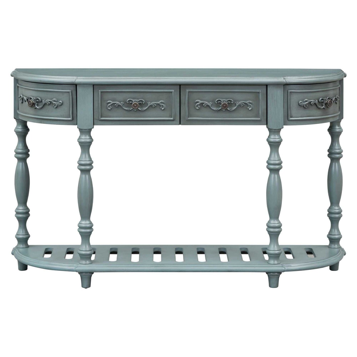 52''Modern and Contemporary Curved Console Table Sofa Table Entryway Table for Hallway Living Room with 4 Drawers and 1 Shelf - luxuryhomedecoridea.com