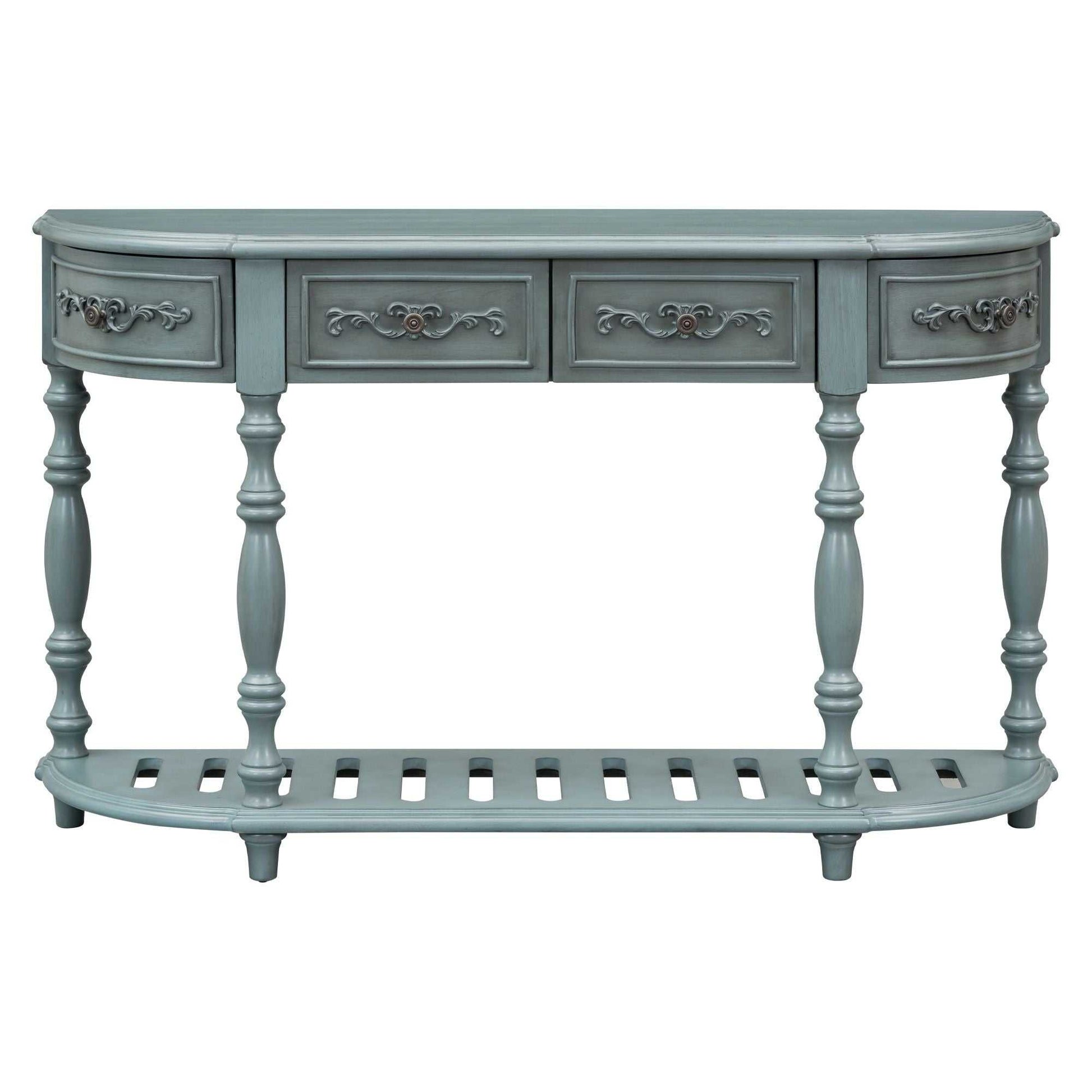 52''Modern and Contemporary Curved Console Table Sofa Table Entryway Table for Hallway Living Room with 4 Drawers and 1 Shelf - luxuryhomedecoridea.com