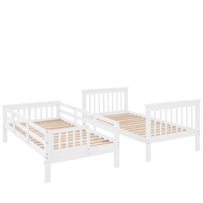 Stairway Twin-Over-Twin Bunk Bed with Storage and Guard Rail for Bedroom, Dorm - luxuryhomedecoridea.com