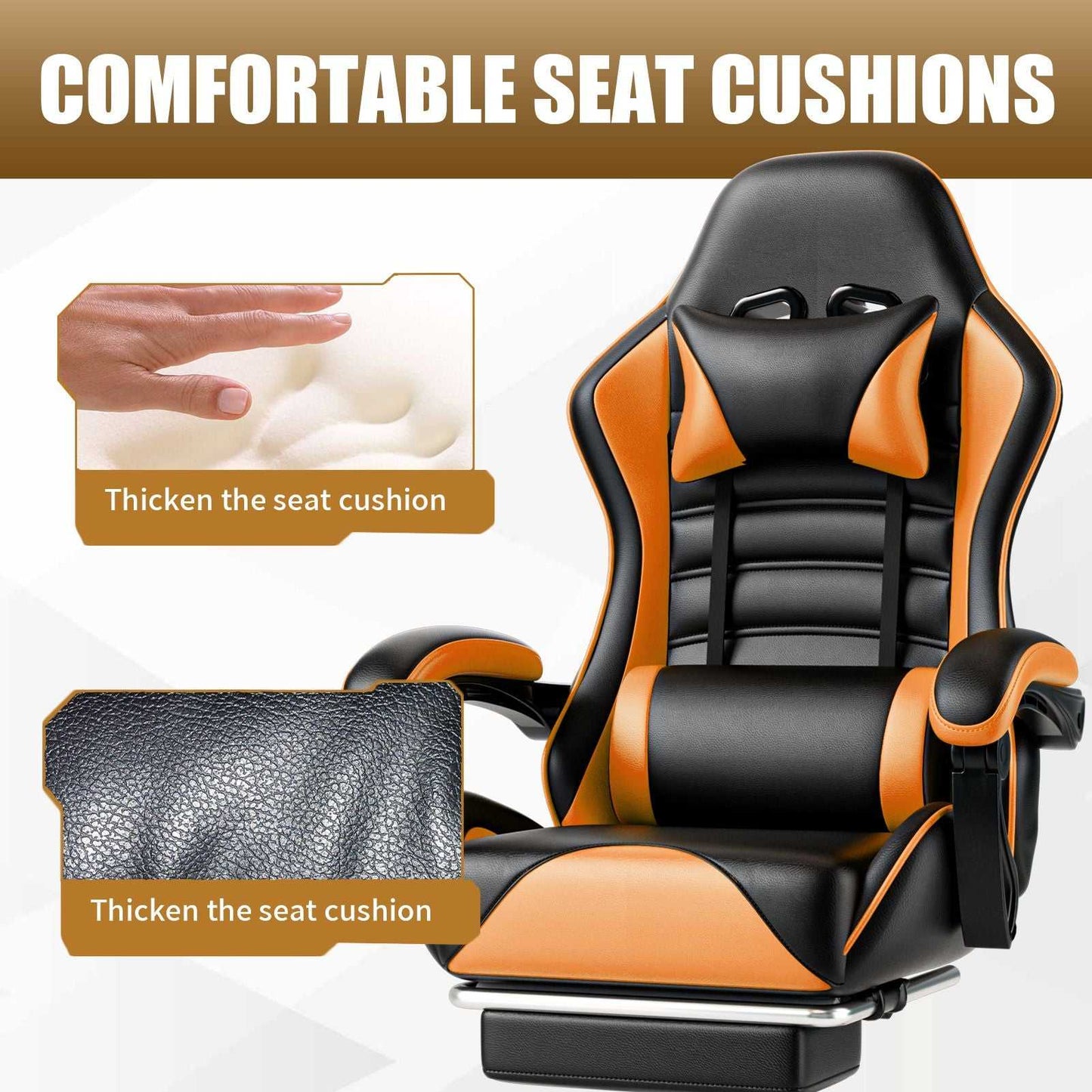 Ergonomic Gaming Chair for Adults, Comfortable Computer Chair for Heavy People, Adjustable Height Office Desk Chair with Wheels, Breathable Leather Video Game Chairs - luxuryhomedecoridea.com