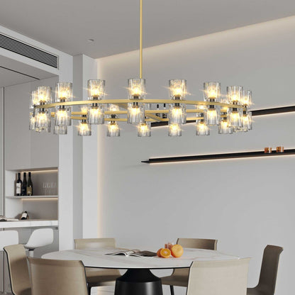Modern 36" Gold Round Chandelier Light Fixture, K9 Crystal Chandeliers for Dining Room, Living Room, Dining Room Chandeliers Over Table, Chandelier for Bedroom, Foyer, Includes 36XG4 Bulbs - luxuryhomedecoridea.com