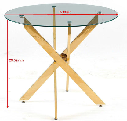 42.1" Table Mid-century Dining Table for 4-6 people With Round Mdf Table Top, Pedestal Dining Table, End Table Leisure Coffee Table,cross leg - luxuryhomedecoridea.com
