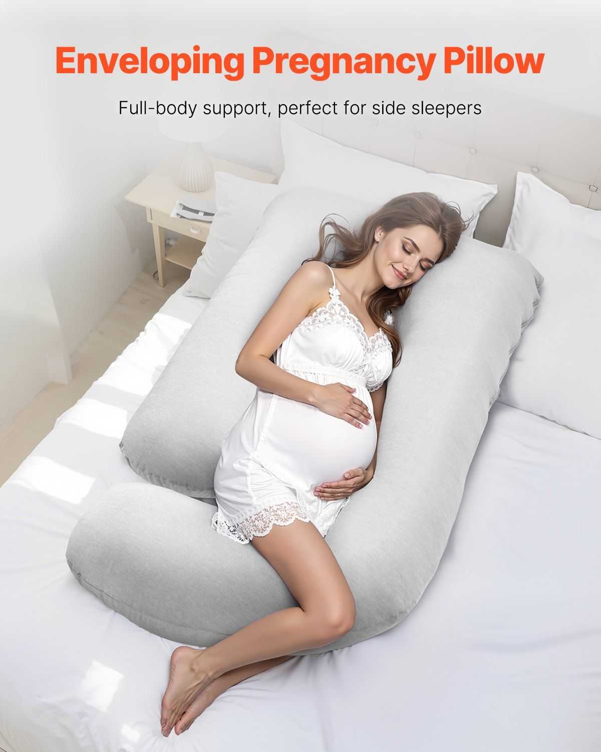 VEVOR G-Shaped Full Body Support Pillow with Removable & Washable Cover, Soft and Breathable Body Pillow for Back, Belly, Hips, Legs Relief - luxuryhomedecoridea.com