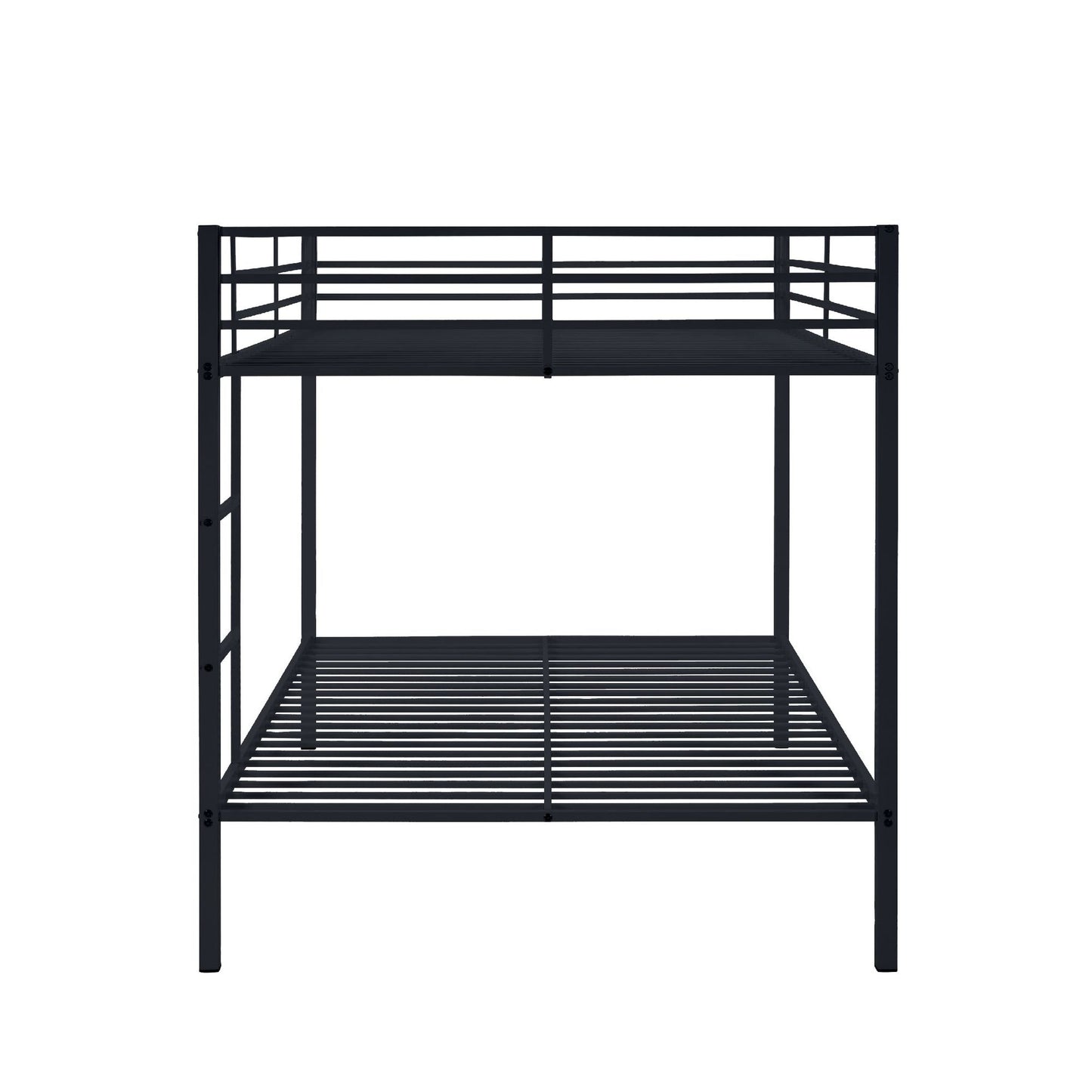 Full Over Full Bunk Bed, Heavy Duty Metal Bunk Bed Frame with Built-in Ladder and Safety Guard Rail, Low Metal Bunk Bed Frame for Kids, No Boxspring Required, For Small Spaces, Black - luxuryhomedecoridea.com