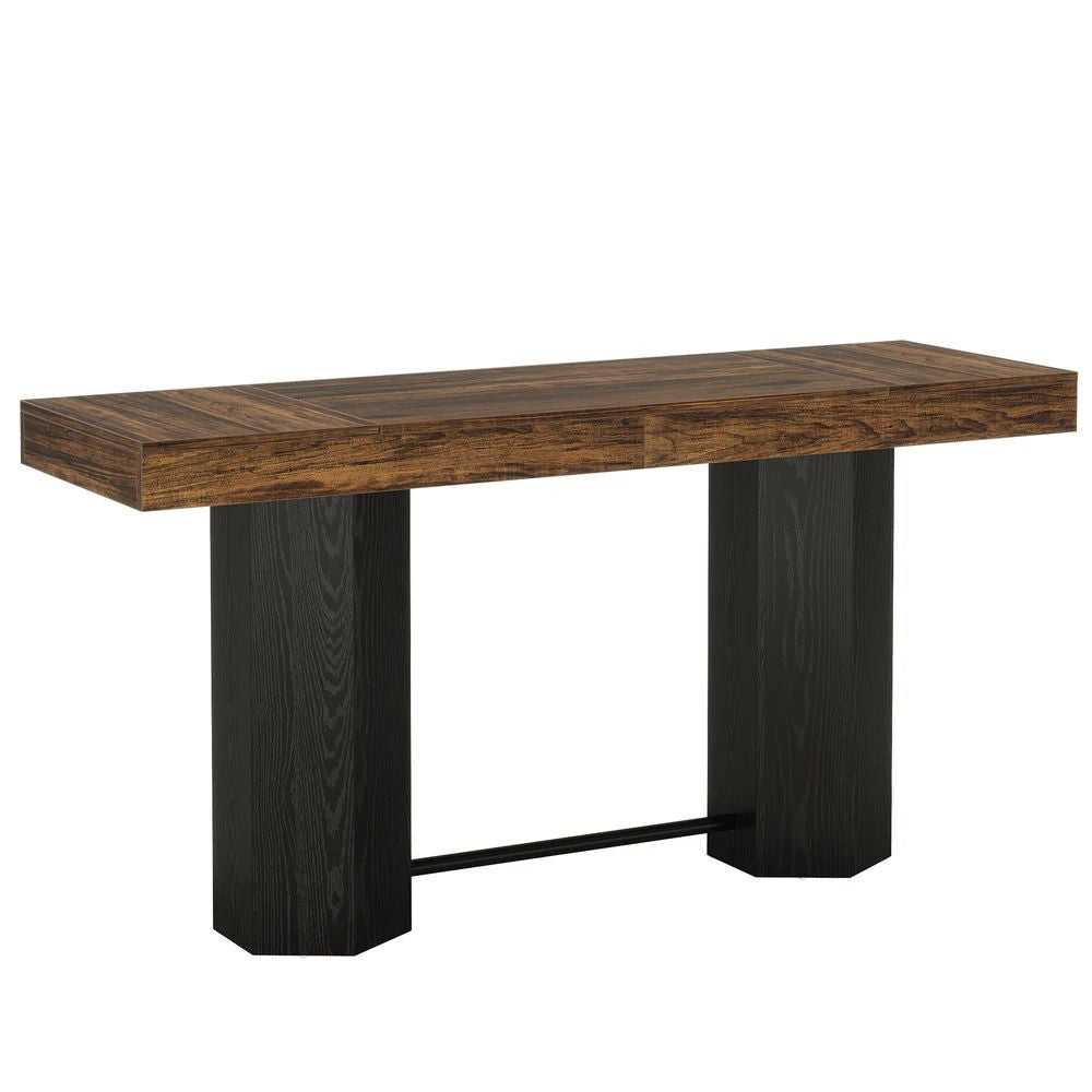 71" Industrial Bar Table - Counter Height Pub Table with Woodgrain Finish - luxuryhomedecoridea.com