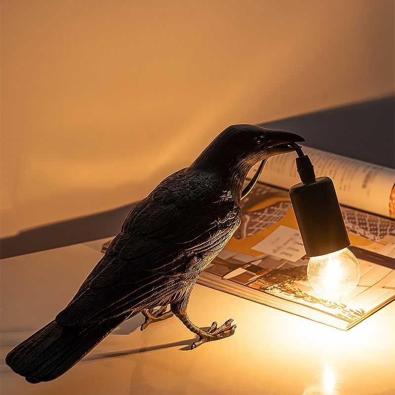 Crow Lamp - Raven Lamp with LED Bulb, Bird lamp, Crow Light Gothic Halloween Decor for Bedside Bedroom Living Room Decor - luxuryhomedecoridea.com