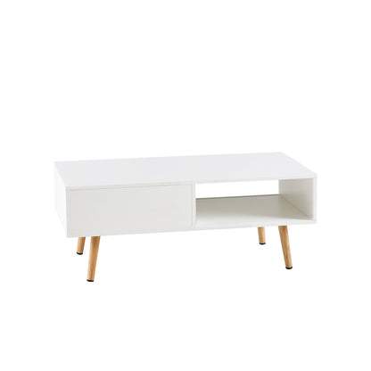 41.34" Rattan Coffee table, sliding door for storage, solid wood legs, Modern table for living room - luxuryhomedecoridea.com