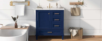 30" Bathroom Vanity , Modern Bathroom Cabinet with Sink Combo Set, Bathroom Storage Cabinet with a Soft Closing Door and 3 Drawers, Solid Wood Frame - luxuryhomedecoridea.com
