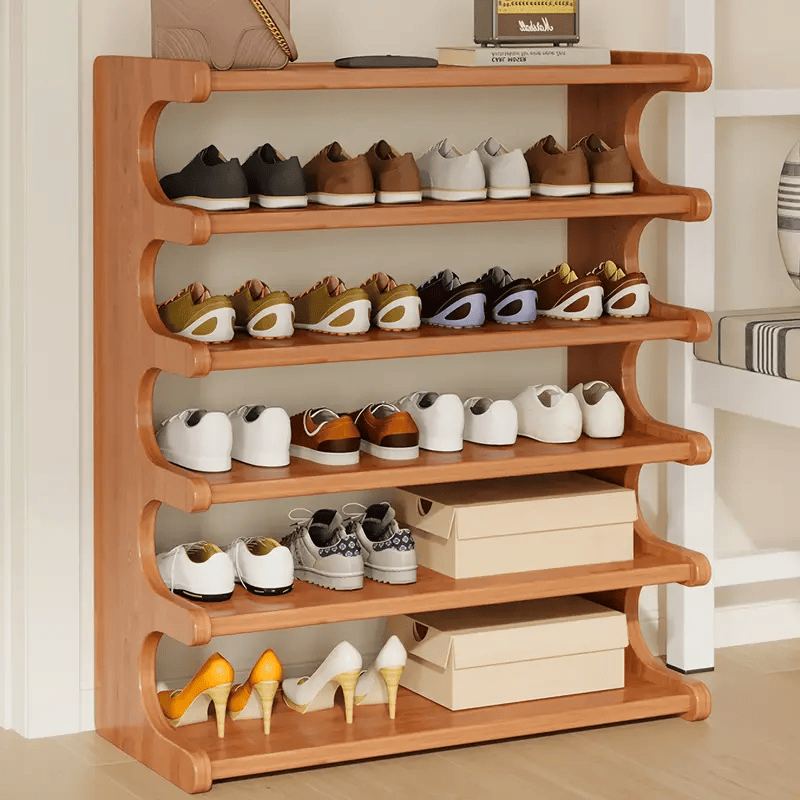5/6-Layer Shoe Storage Rack - Space-Saving Multi-Layer Organizer with Wood Grain Finish - luxuryhomedecoridea.com