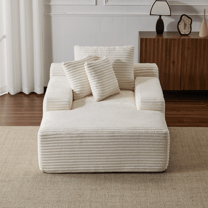 Double Chaise Lounge Chair Indoor,Oversized Upholstered Sleeper Cloud Couch,Deep Seat Luxury Sofa Bed,Sectional Sofa Chaise Love-seat,Corduroy Reading Chair for Living Room,No Assembly Required - luxuryhomedecoridea.com