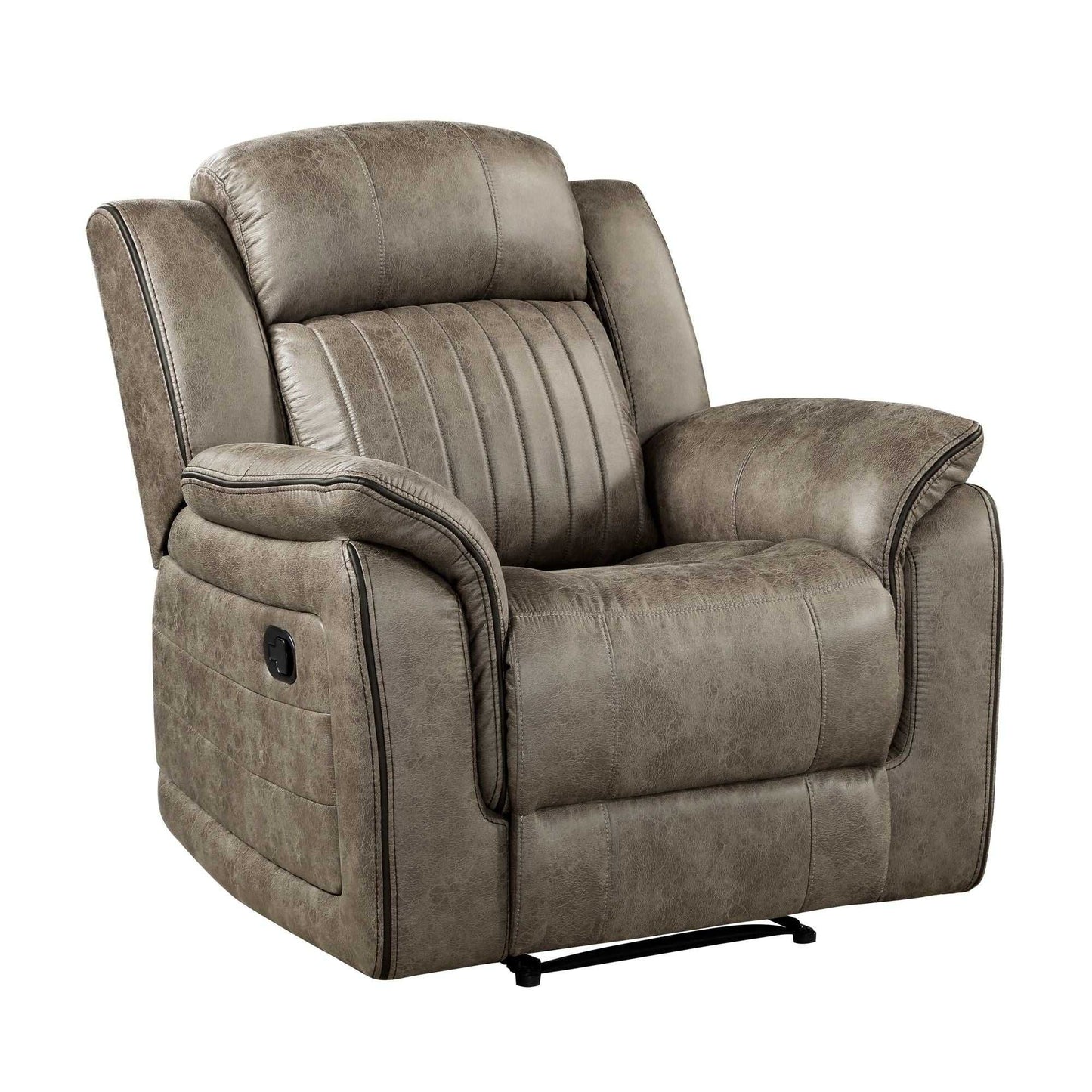 Classic Sandy Brown 1pc Reclining Chair Plush Comfort Pillow-Top Arms Vertical Tufting Solid Wood Luxury Living Room Furniture - luxuryhomedecoridea.com