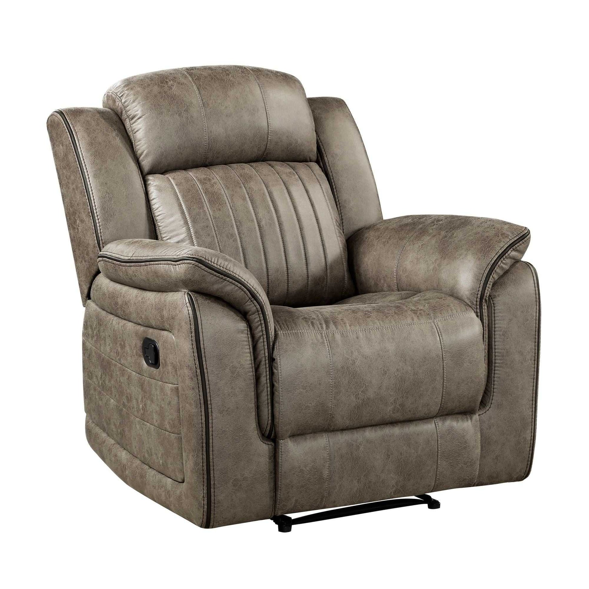 Classic Sandy Brown 1pc Reclining Chair Plush Comfort Pillow-Top Arms Vertical Tufting Solid Wood Luxury Living Room Furniture - luxuryhomedecoridea.com