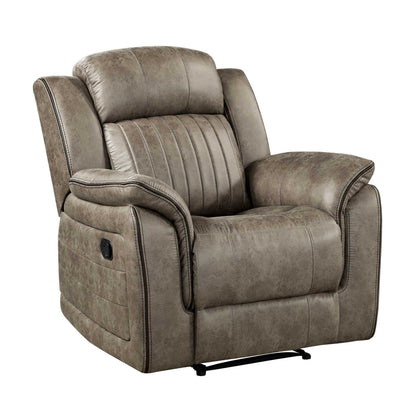 Classic Sandy Brown 1pc Reclining Chair Plush Comfort Pillow-Top Arms Vertical Tufting Solid Wood Luxury Living Room Furniture - luxuryhomedecoridea.com