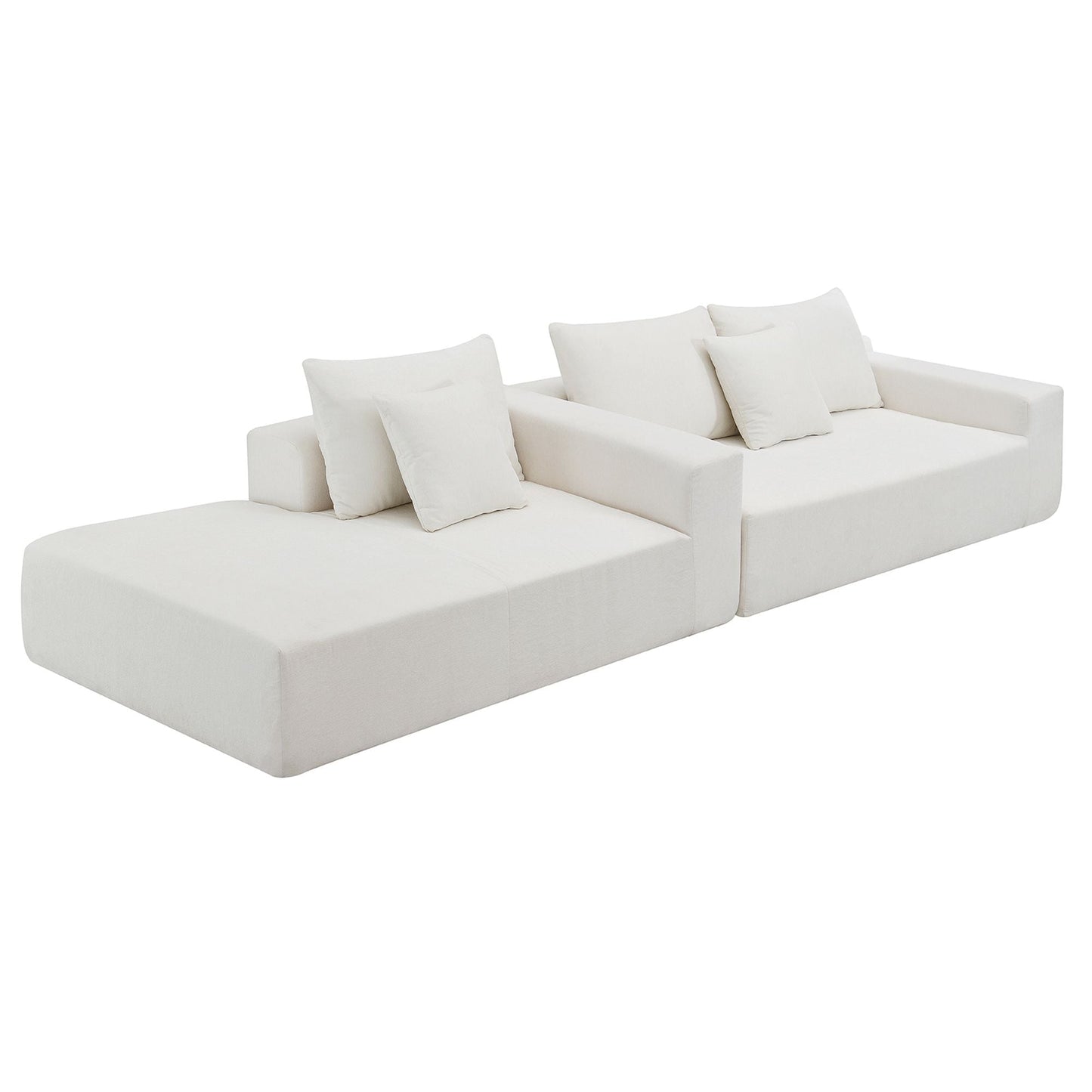 109*68" Modular Sectional Living Room Sofa Set, Modern Minimalist Style Couch, Upholstered Sleeper Sofa for Living Room, Bedroom, Salon, 2 PC Free Combination, L-Shape, Cream - luxuryhomedecoridea.com