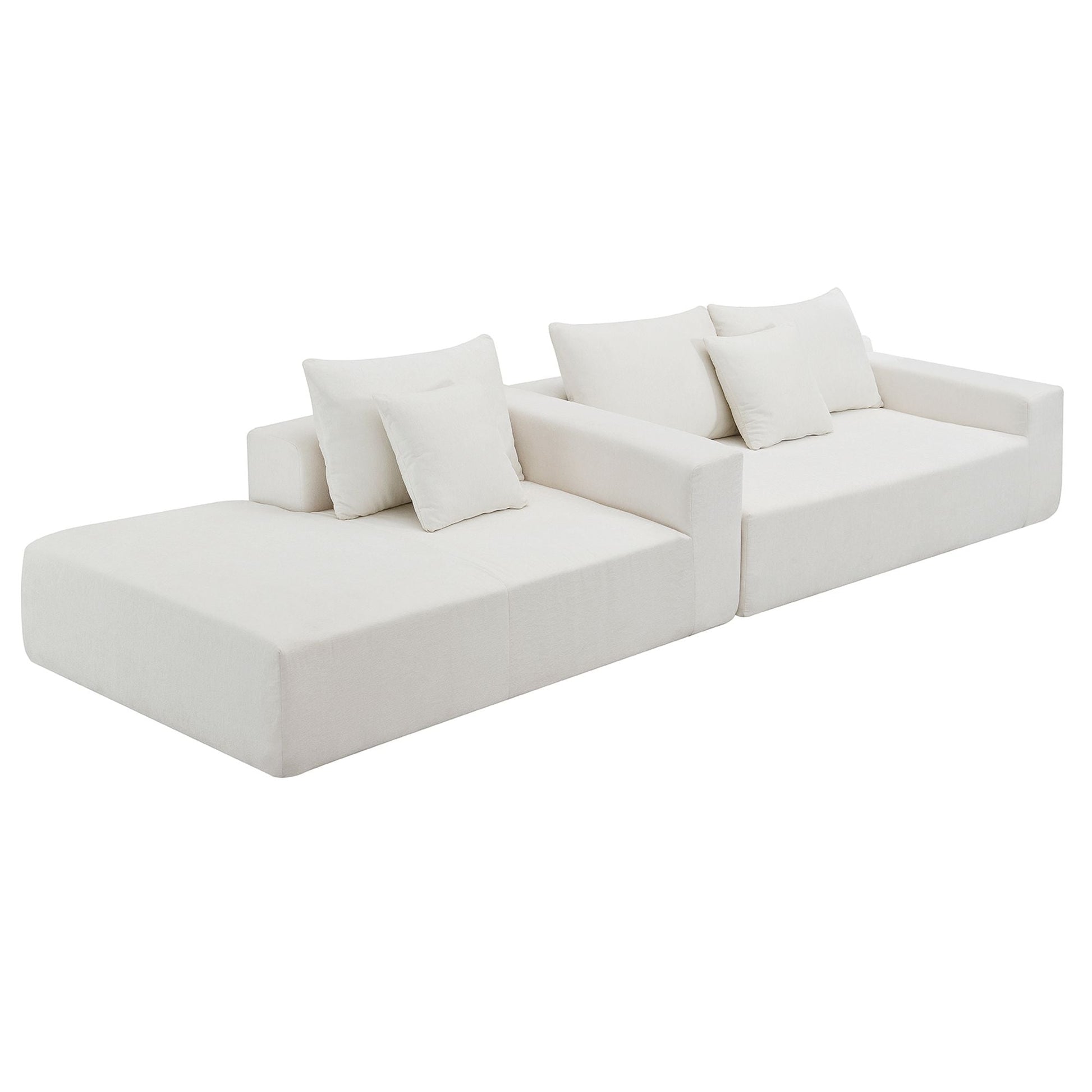 109*68" Modular Sectional Living Room Sofa Set, Modern Minimalist Style Couch, Upholstered Sleeper Sofa for Living Room, Bedroom, Salon, 2 PC Free Combination, L-Shape, Cream - luxuryhomedecoridea.com