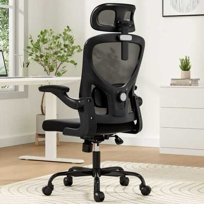 Ergonomic Office Chair High Back Computer Desk Chair with Headrest Armrests and Adjustable Lumbar Support Comfortable Swivel Task Chair for Home Office Study Room Black - luxuryhomedecoridea.com