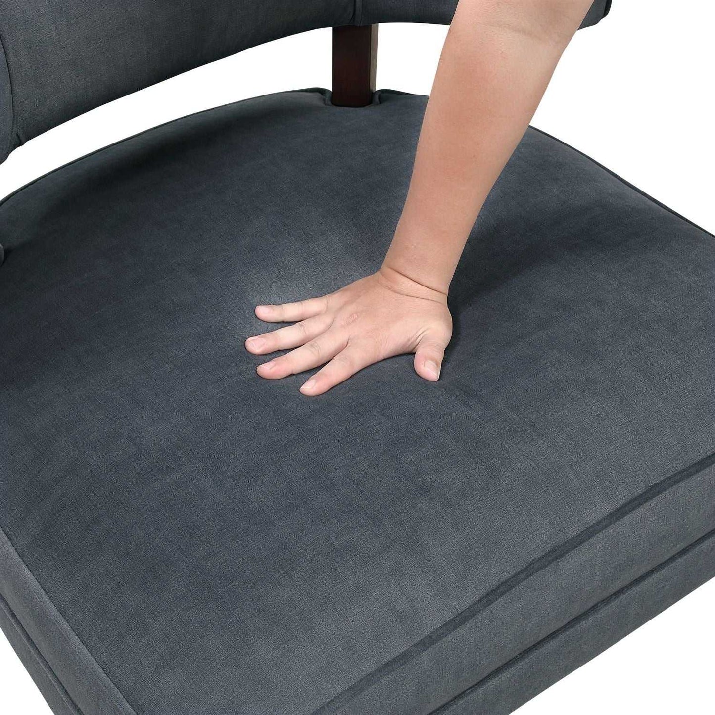 Elegant Style Accent Chair Dark Gray Velvet Upholstery Barrel-Back Solid Wood Luxury Living Room Furniture 1pc - luxuryhomedecoridea.com