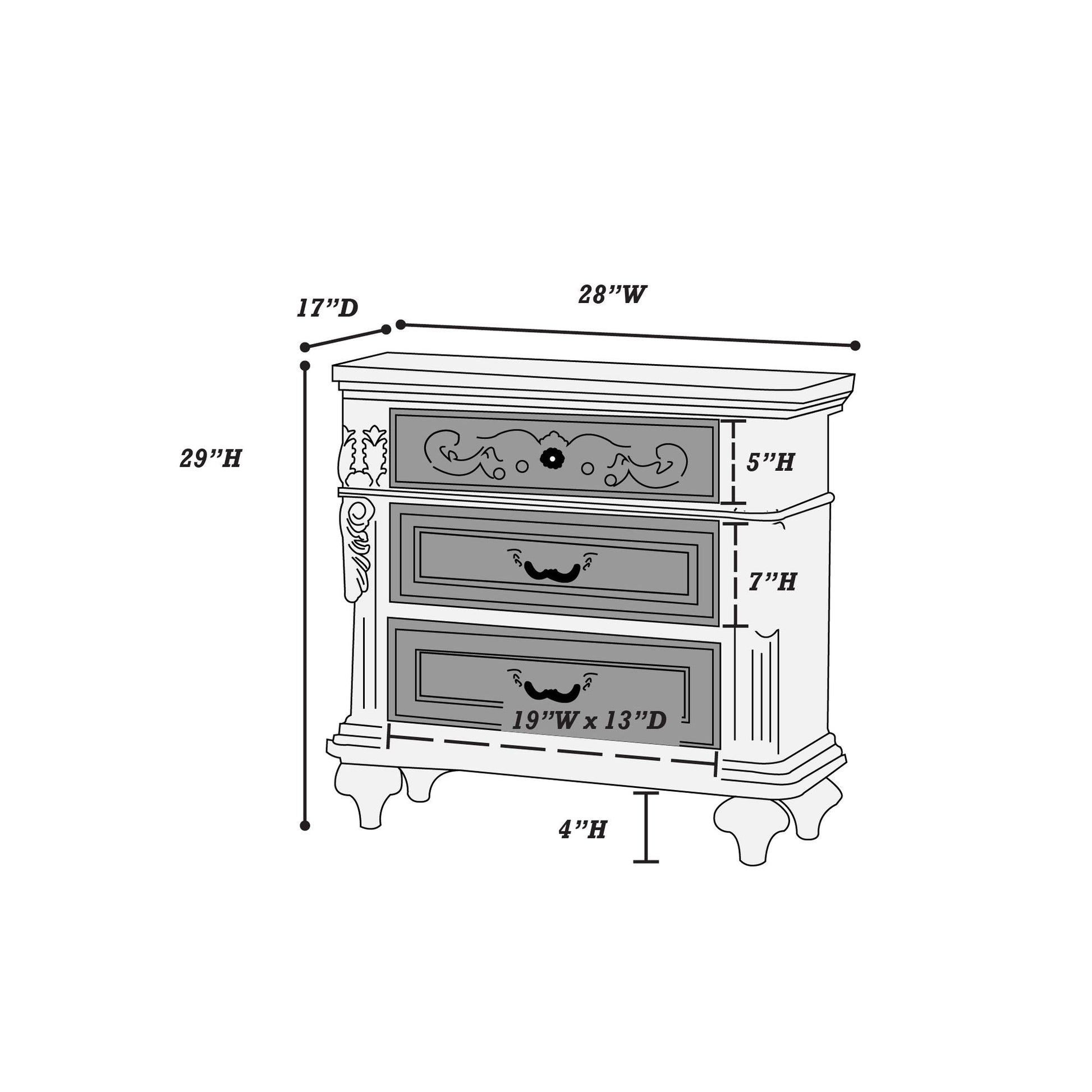 Traditional Antique Walnut 1pc Nightstand Bedroom Furniture Cherry Veneer 2-Drawers Hanging Pull Bedside Table - luxuryhomedecoridea.com