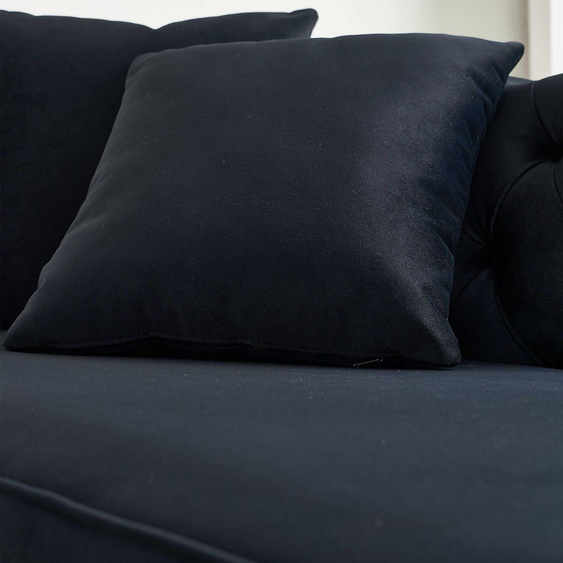 66.9''W Velvet Chaise Lounge,Luxury Modern Chaise Furniture,Tufted Back with 2pcs toss pillows for Living Room,Bedroom,Apartment,Black Color - luxuryhomedecoridea.com